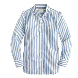 J CREW | Classic-fit Washed Cotton Poplin Button Down Striped Shirt Size 6